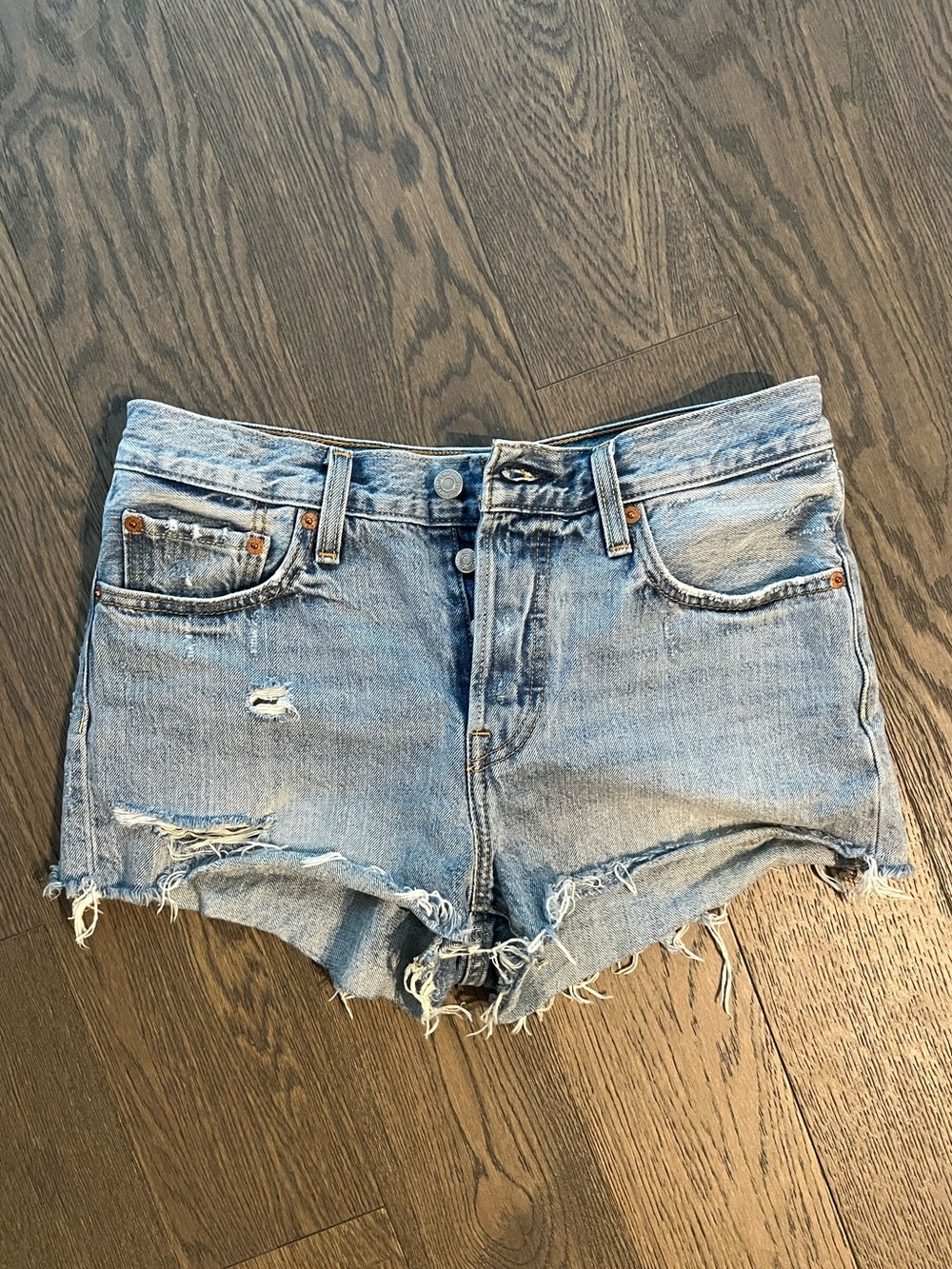 Levi Denim Distressed Women’s Shorts - Light Blue